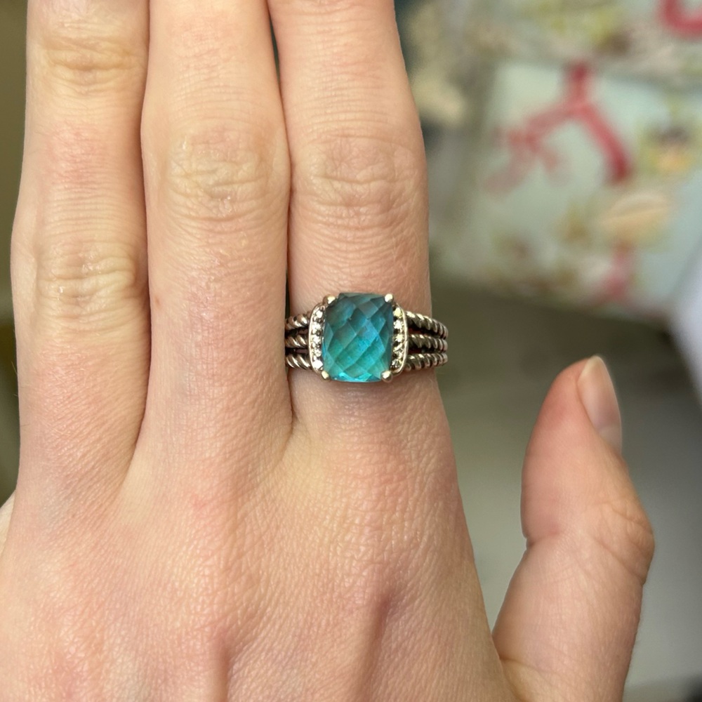 David Yurman Petite Wheaton Ring - Blue Topaz